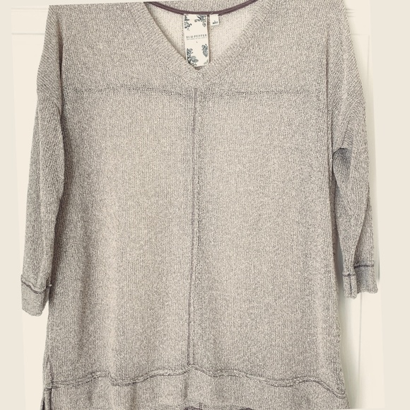 BLU PEPPER Loose Knit Tunic Beige Sweater LARGE - Picture 3 of 7